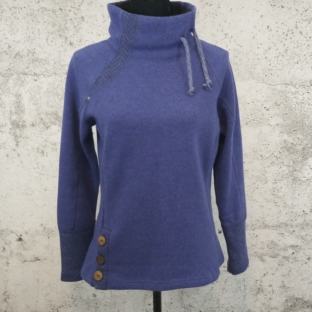 PRANA Rochelle Funnel Neck Wool Sweater M Blue